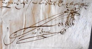Signature de Hierosme LOR, notaire royal à Rosporden en 1596
